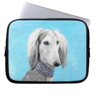 Capa Para Notebook Pintura de Saluki (Prata) - Arte de Cachorro Origi