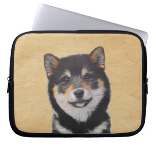 Capa Para Notebook Pintura de Shiba Inu (Preto e Latão) - Arte Canin