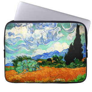 Capa Para Notebook Pintura de Van Gogh, Wheatfield com Cypress Tree