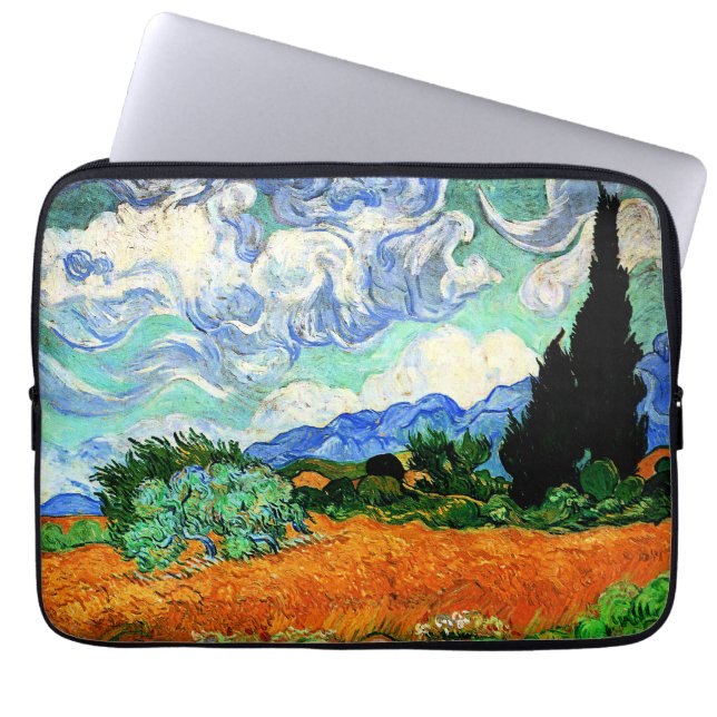Capa Para Notebook Pintura de Van Gogh, Wheatfield com Cypress Tree (Frente)