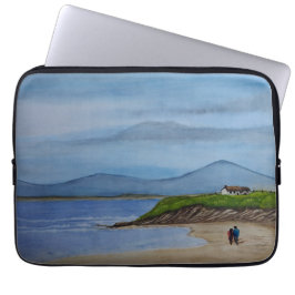 Capa Para Notebook Pintura em aquarela de um dia romântico na praia