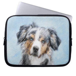 Capa Para Notebook Pintura Miniatura de Pastor Americano - Arte Canin