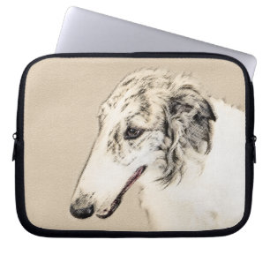 Capa Para Notebook Pintura Original de Cachorro Borzoi (Silver Brindl