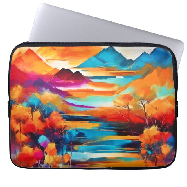 Capa Para Notebook Pintura solar de Montanha Vibrante (Frente)