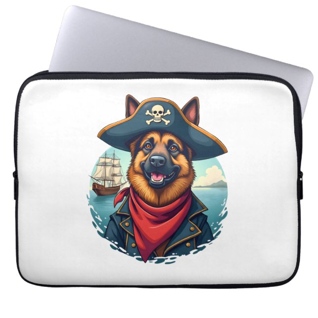 Capa Para Notebook Pirata de Cachorro german shepherd (Frente)