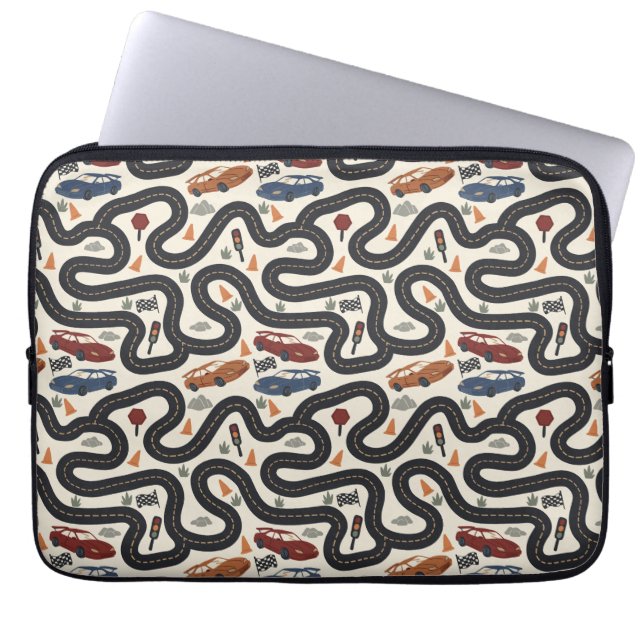 Capa Para Notebook Pista de Corrida de Carros (Frente)