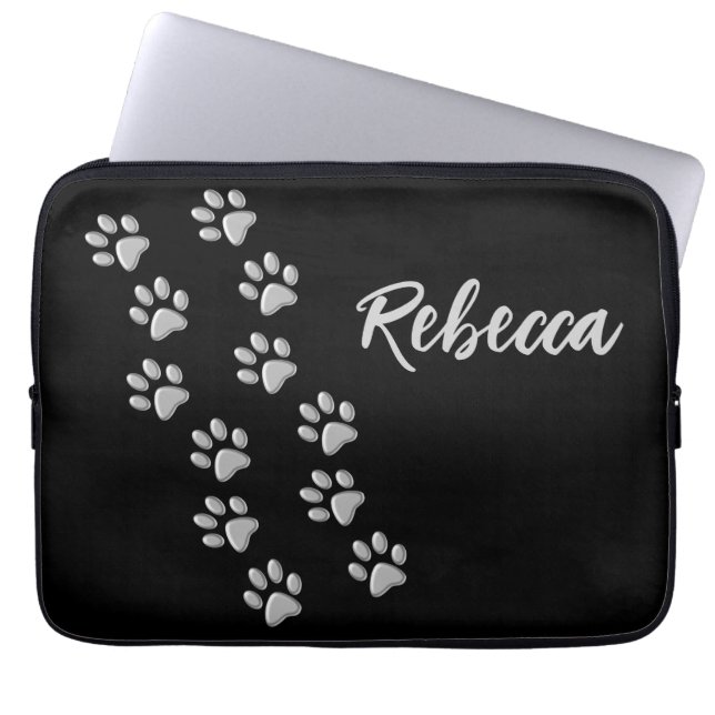 Capa Para Notebook Pistas de Cachorro de Prata Padrão Impressão de Fu (Frente)