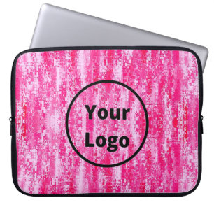 Capa Para Notebook Píxel branco e rosa do logotipo personalizado
