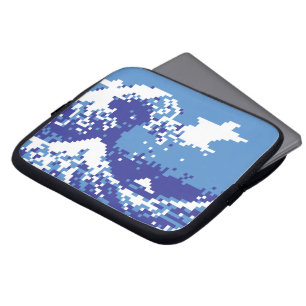 Capa Para Notebook Pixel Tsunami Blue 8 Bit Pixel Art