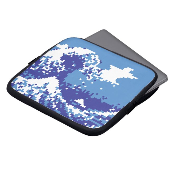 Capa Para Notebook Pixel Tsunami Blue 8 Bit Pixel Art (Frente Topo)