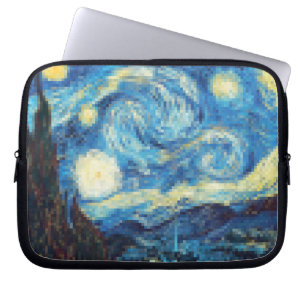 Capa Para Notebook Pixelada Starry Night por Van Gogh