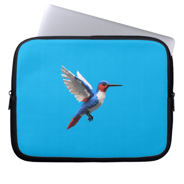 Capa Para Notebook Pixeled Blue Humingbird (Frente)