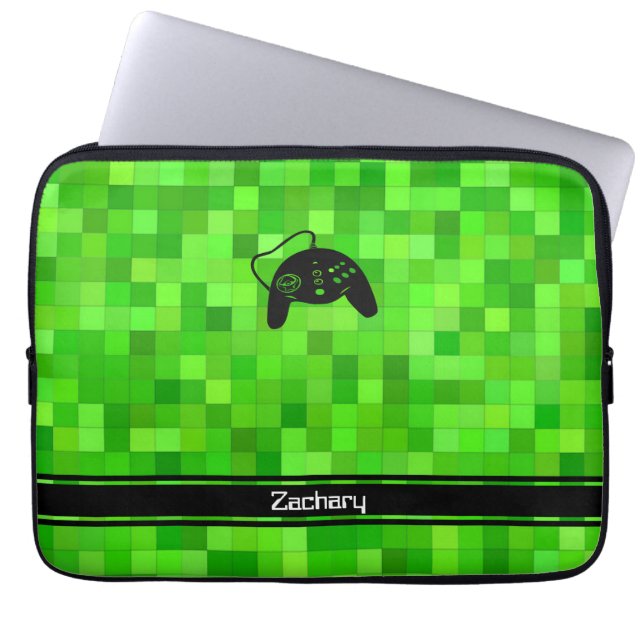Capa Para Notebook Pixels de Jogador Verde | Personalizado (Frente)
