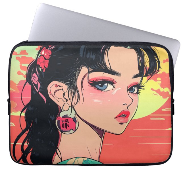 Capa Para Notebook Placa de Laptop de Menina Sunset Anime (Frente)