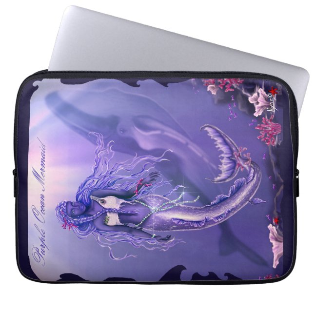 Capa Para Notebook Placa de Mouse de Sereia do Oceano Roxo (Frente)