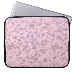 Capa Para Notebook Placas de pérolas brancas-rosadas em veludo rosa