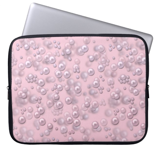 Capa Para Notebook Placas de pérolas brancas-rosadas em veludo rosa (Frente)