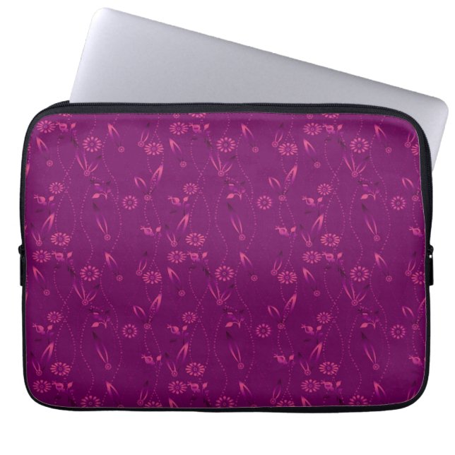 Capa Para Notebook Plain floral pattern retro burgundy (Frente)