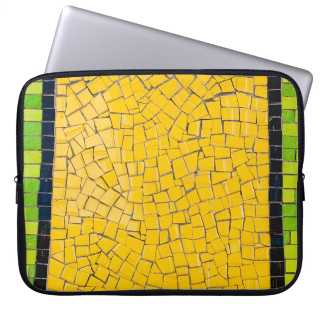 Capa Para Notebook Planeamento de paredes de tijolos amarelas, pretas (Frente)