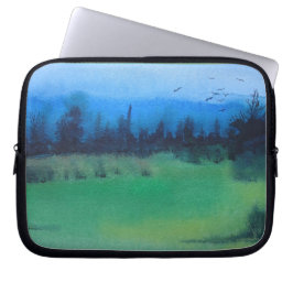 Capa Para Notebook planície arborizada contemporânea verde e negra