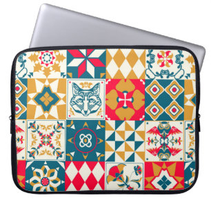 Capa Para Notebook Plano de fundo com deco de azulejo azul tradiciona