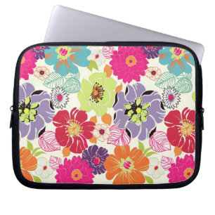 Capa Para Notebook Plano Retro Floral PixDezines Alegre, fundo DIY