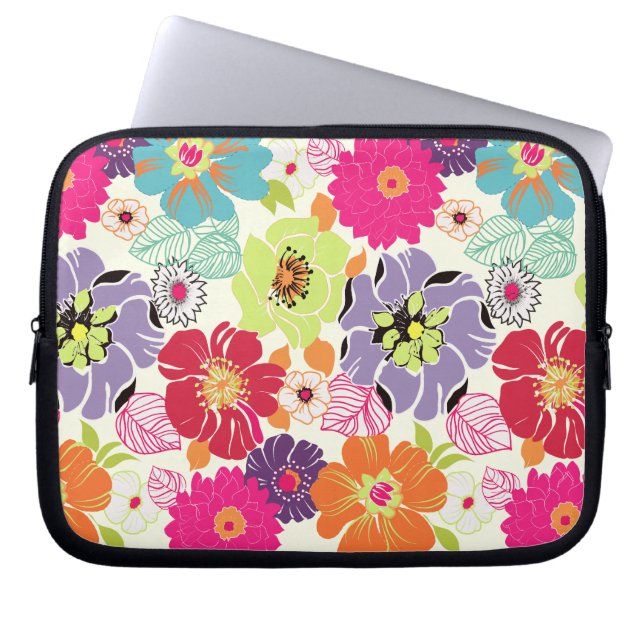 Capa Para Notebook Plano Retro Floral PixDezines Alegre, fundo DIY (Frente)