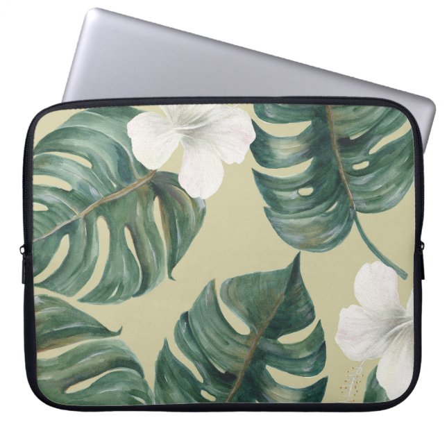 Capa Para Notebook Plantas de aquarelas tropicais: padrão uniforme. (Frente)