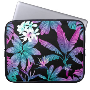 CAPA PARA NOTEBOOK PLANTAS TROPICAIS AQUA AZUL ROSA ROXO