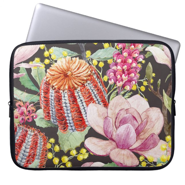 Capa Para Notebook Plantas tropicais australianas, padrão de aquarela (Frente)