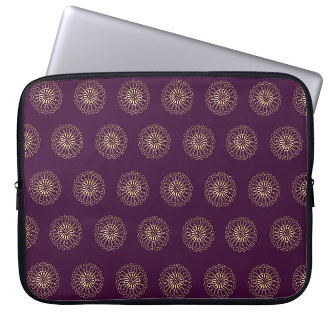 Capa Para Notebook Plum | Golden Zinnia Flower Medallions (Frente)