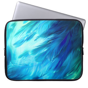Capa Para Notebook Pluma Abstrata Azul Verde