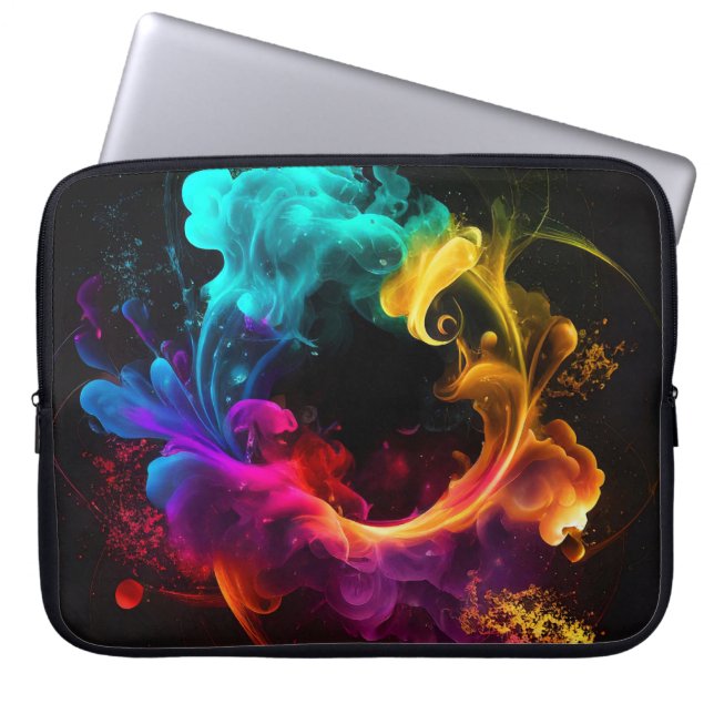 CAPA PARA NOTEBOOK PLUMES BRILHANTES DE FUMAÇA COLORIDOS (Frente)
