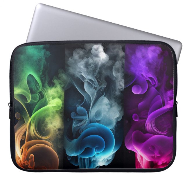 CAPA PARA NOTEBOOK PLUMES BRILHANTES DE FUMAÇA COLORIDOS (Frente)