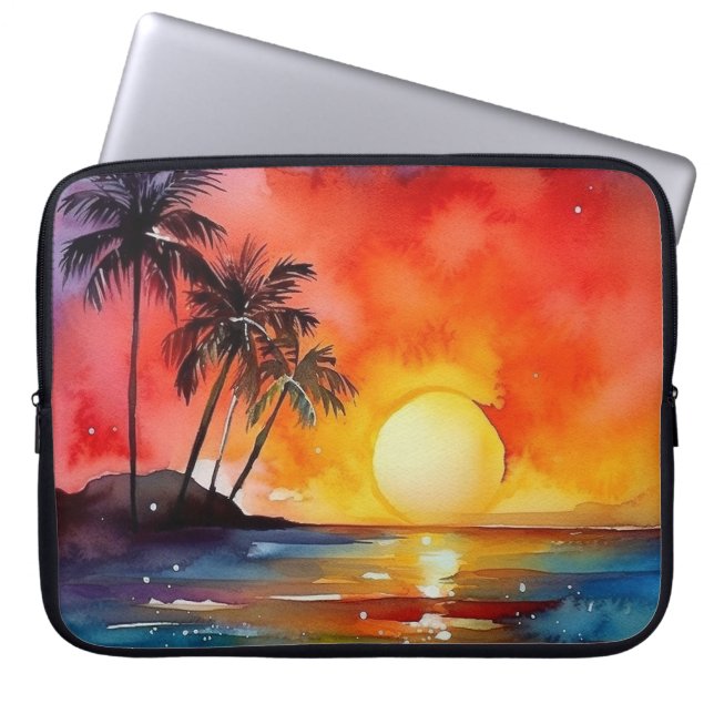 CAPA PARA NOTEBOOK POENTE TROPICAL LARANJA E AMARELO NO BEACH (Frente)