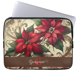 Capa Para Notebook Poinsettia de Natal Tropical Personalizada