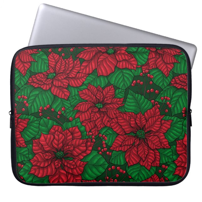 Capa Para Notebook Poinsettia, padrão de Natal (Frente)