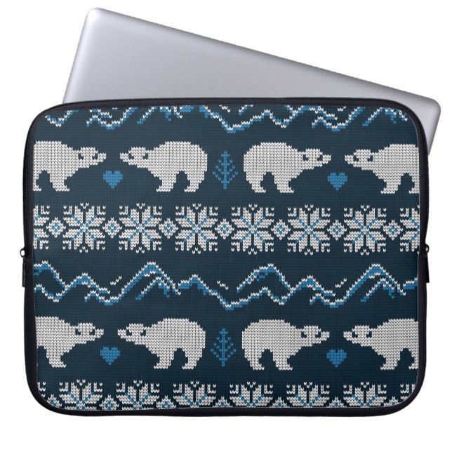 Capa Para Notebook Polar Bears Knted Winter Patterno (Frente)
