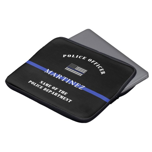 Capa Para Notebook Policial de Linha Azul Fino Personalizado Policial (Frente Topo)