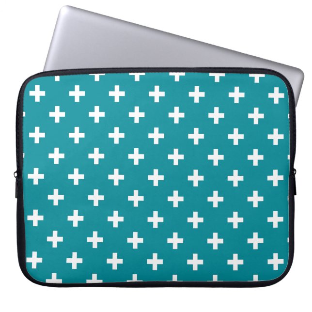 Capa Para Notebook Polka branca cruza-se em chá (Frente)