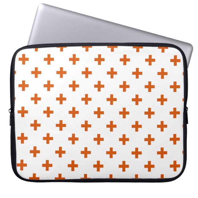 Capa Para Notebook Polka laranja cruza em branco (Frente)