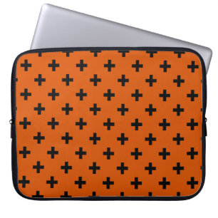 Capa Para Notebook Polka negra cruza a laranja