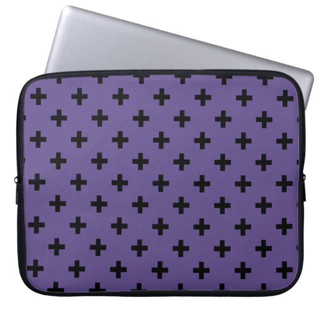 Capa Para Notebook Polka negra cruza ultravioleta (Frente)