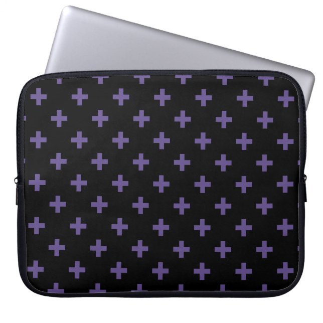 Capa Para Notebook Polka ultravioleta cruza em preto (Frente)