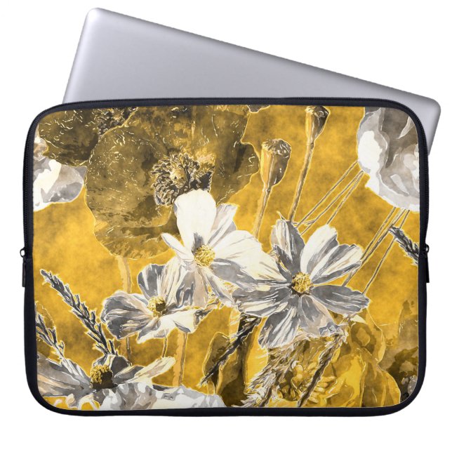 Capa Para Notebook Pólvoras Florais Monocromáticas (Frente)