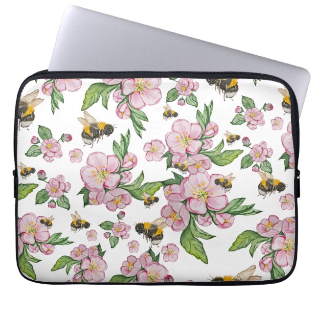 Capa Para Notebook Pomar de maçã que floresce com dreno aquoso de abe (Frente)