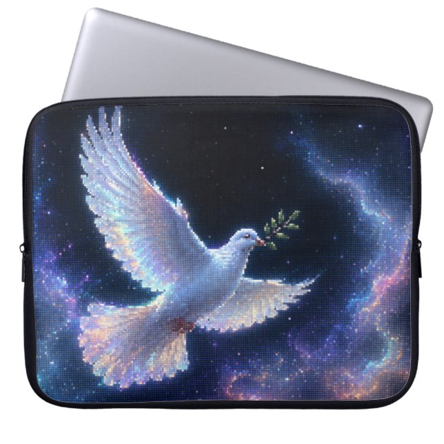 Capa Para Notebook Pomba Etérea da Paz em Luz Cósmica (Frente)