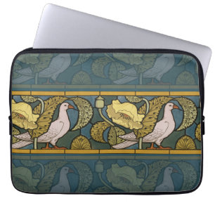 Capa Para Notebook Pombo Azul Peixe Amarelo Arte Nova