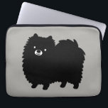 Capa Para Notebook Pomerano Preto Cinto | Fluffy Cartoon Dog<br><div class="desc">Desenho bonito de um Pomeraniano preto liso. Uma capa de computador de laptop perfeita para qualquer um que ama um Pom. Visite o Doodle World de Jenn para designs Pommy ainda mais divertidos e acessórios legal de computador.</div>