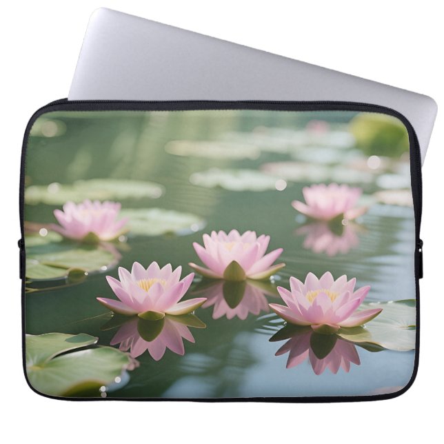 Capa Para Notebook Pond de Lírios de Água Rosa Serenidade (Frente)
